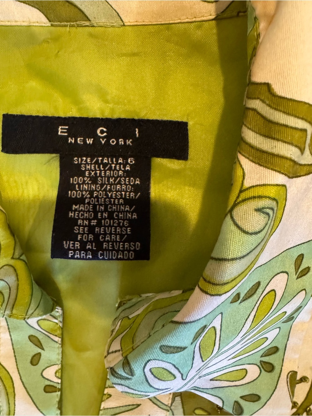 ECI Green Paisley Wrap Tie Sleeveless Blouse - Picture 2 of 8